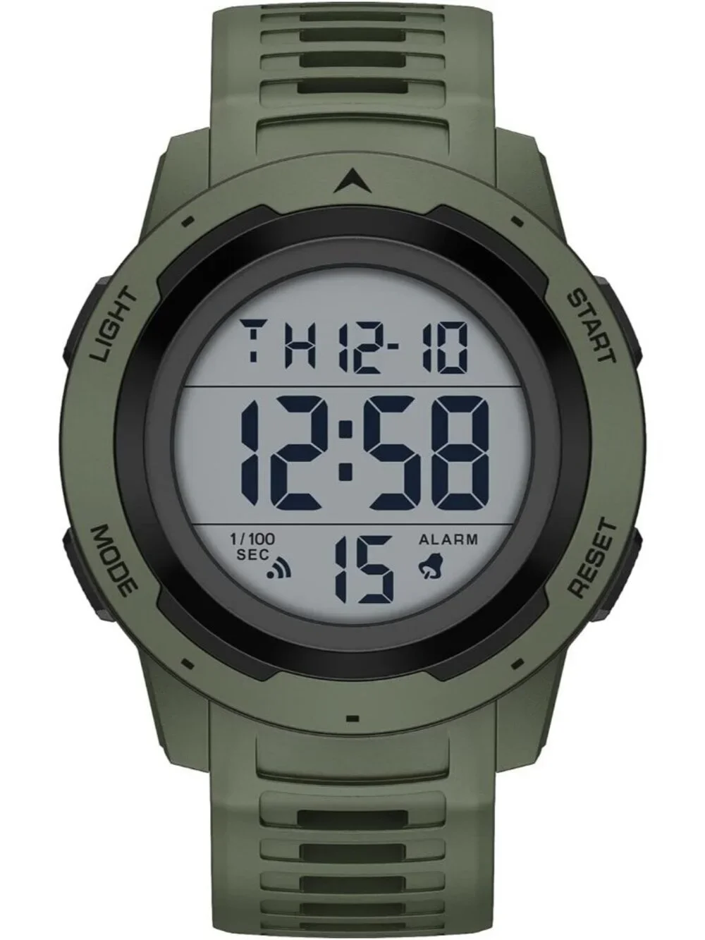 Men's All Green Analog Quartz Rubber Strap Military Waterproof LED Digital Watch